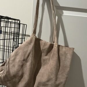 Elegant Tan Suede Haute Hippie Tote Bag